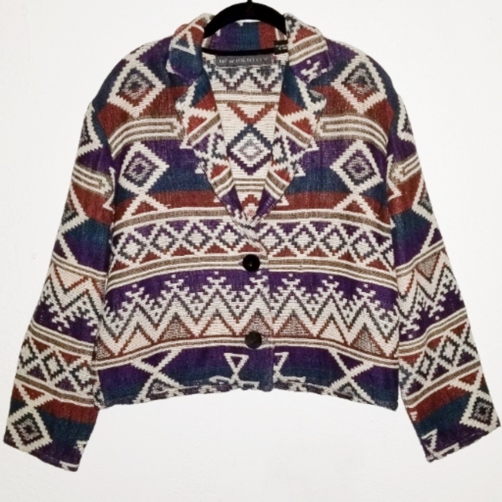 Vintage Western Tapestry Cropped Blazer Jacket
